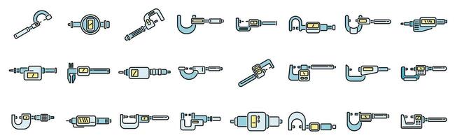 numérique micromètre Icônes ensemble Couleur ligne vecteur