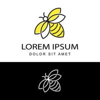 Vecteur de conception de modèle de logo d'abeille mascotte en arrière-plan isolé