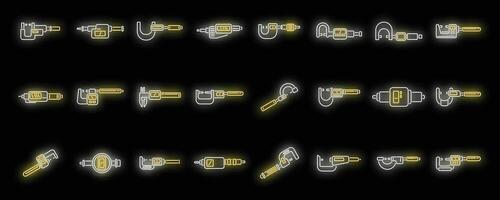 numérique micromètre Icônes ensemble néon vecteur
