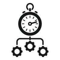 noir et blanc illustration de chronomètre connecté à engrenages, symbolisant Efficacité vecteur