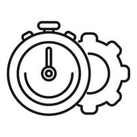 ligne art illustration de chronomètre et engrenages vecteur