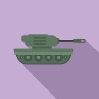 simple, plat conception illustration de une vert dessin animé militaire réservoir sur une violet Contexte vecteur