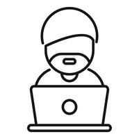ligne art icône de une la personne en utilisant vr casque et portable vecteur