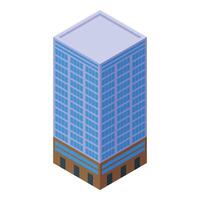 numérique isométrique illustration de une moderne gratte-ciel, conçu dans vibrant couleurs vecteur