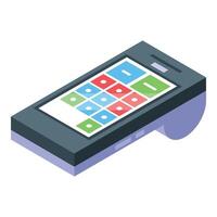 coloré isométrique téléphone intelligent avec app Icônes sur filtrer, isolé sur blanc vecteur