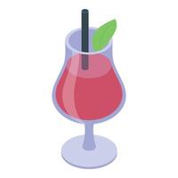 isométrique cocktail verre avec rafraîchissant boisson vecteur