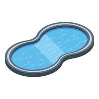isométrique vue de une style de bande dessinée nager bassin icône avec nettoyer bleu l'eau vecteur