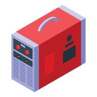 3d isométrique illustration de une rouge portable Puissance Générateur vecteur