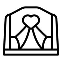 noir et blanc illustration de une stylisé porte avec une cœur crête à le centre vecteur