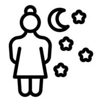 silhouette de femme et nuit ciel Icônes vecteur