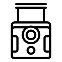 noir et blanc ligne icône de une classique ancien caméra vecteur