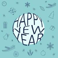 symboles du nouvel an une carte postale avec l'inscription bonne année vecteur