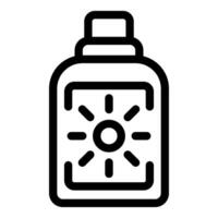 illustration de une ligne icône représentant une crème solaire lotion bouteille avec une Soleil symbole vecteur