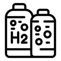 noir et blanc ligne art icône de hydrogène énergie batteries, représentant nettoyer Puissance vecteur