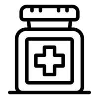 icône de ligne de bouteille de médicament vecteur