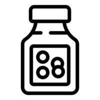 noir et blanc illustration de une médicament bouteille avec une étiqueter, adapté pour médical contenu vecteur