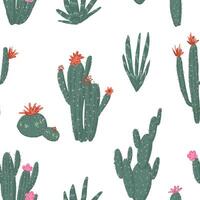 cactus abstrait ornement. exotique désert cactus, sauvage végétaux, épineux plantes succulentes dans plat style. brillant botanique sans couture modèle. vecteur