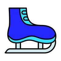 la glace patin ensemble icône. bleu botte, métal lame, hiver des sports, la glace patinoire, figure patinage, le hockey, congelé surface, glissement. vecteur