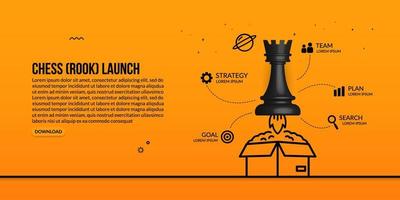 tour d'échecs lançant hors de la boîte concept infographique de stratégie et de gestion d'entreprise vecteur