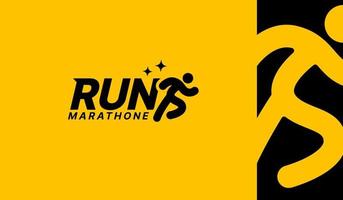 exécuter des modèles de conception de logo de club de sport, exécuter une icône de typographie de lettrage, un concept de logo de tournois et de marathons vecteur