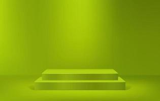escaliers de podium pour l'affichage du produit sur une scène minimale, modèle d'illustration 3d de scène de piédestal vert vecteur
