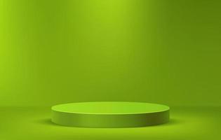 podium vert pour l'affichage du produit sur une scène minimale, modèle d'illustration 3d de la scène du piédestal vert vecteur