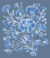 composition avec des fleurs bleues aquarelles vecteur