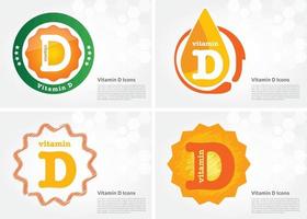 ensemble de collection de gouttes d'icônes de vitamine d, cholécalciférol. Goutte d'or goutte complexe de vitamines. médical pour l'illustration vectorielle de santé vecteur