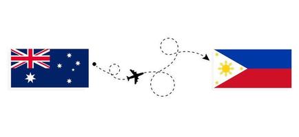 vol et voyage d'australie aux philippines par concept de voyage en avion de passagers vecteur