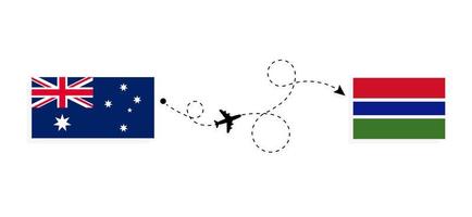 vol et voyage de l'australie à la gambie par le concept de voyage en avion de passagers vecteur