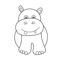 coloriage simple. livre de coloriage avec hippopotame drôle vecteur