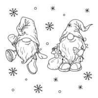 illustration de Noël gnomes griffonnage style main dessin vecteur