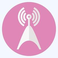 tour de télécommunications icône - style plat, illustration simple, trait modifiable vecteur