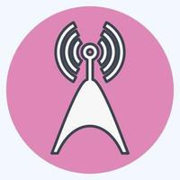 tour de télécommunications icône - style de compagnon de couleur, illustration simple, trait modifiable vecteur