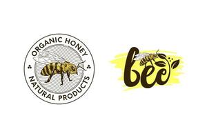 ensemble d'illustrations dessinées à la main d'abeilles à miel vecteur