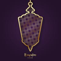 Illustration de Ramadan Kareem avec une lampe décorative arabe en coupe de style et en lettrage. vecteur