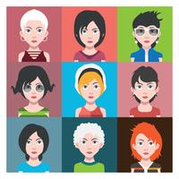 Avatars de personnes avec des arrière-plans colorés vecteur