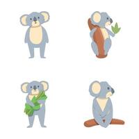 mignonne koala Icônes ensemble dessin animé . marrant koala ours vecteur