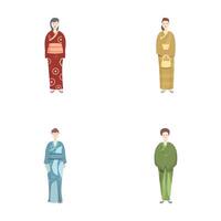 ensemble de quatre des illustrations de gens portant divers modes de traditionnel Japonais Vêtements vecteur