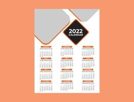 modèle de calendrier mural prêt à imprimer pour l'année 2022 vecteur