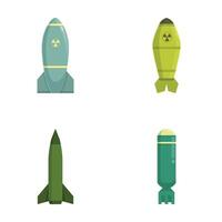 collection de plat conception missiles et bombes Icônes vecteur