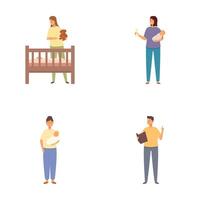 ensemble de Parents avec bébés des illustrations vecteur