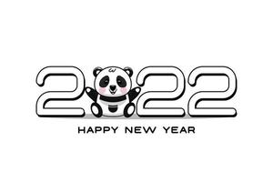 bonne année 2022. conception simple avec un thème animal panda, adaptée aux conceptions thématiques pour enfants, telles que des affiches, des bannières, des calendriers. vecteur