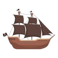 dessin animé pirate navire sur blanc Contexte vecteur