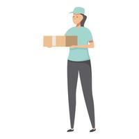 illustration de une livraison la personne en portant une papier carton boîte, prêt pour expédition vecteur