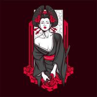 super geisha samouraï vecteur