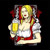 fille et bière vecteur