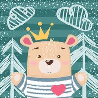 Illustration mignonne d&#39;ours en peluche princesse. vecteur