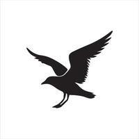 mouette silhouette - mouette en volant contour illustration dans noir et blanc vecteur