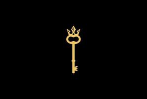 clé de couronne de reine d'or pour le vecteur de conception de logo d'immobilier d'appartement